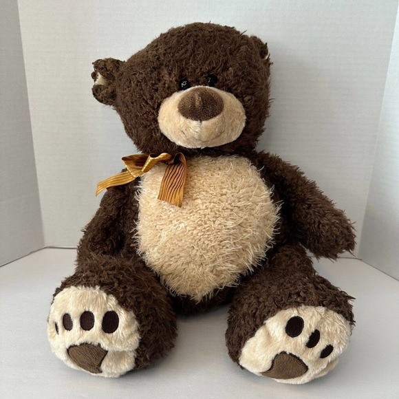 Cuddly Boutique Brown TEDDY BEAR w/paw print Wild Animal Plush 18", SUPER CUTE! - Picture 3 of 13